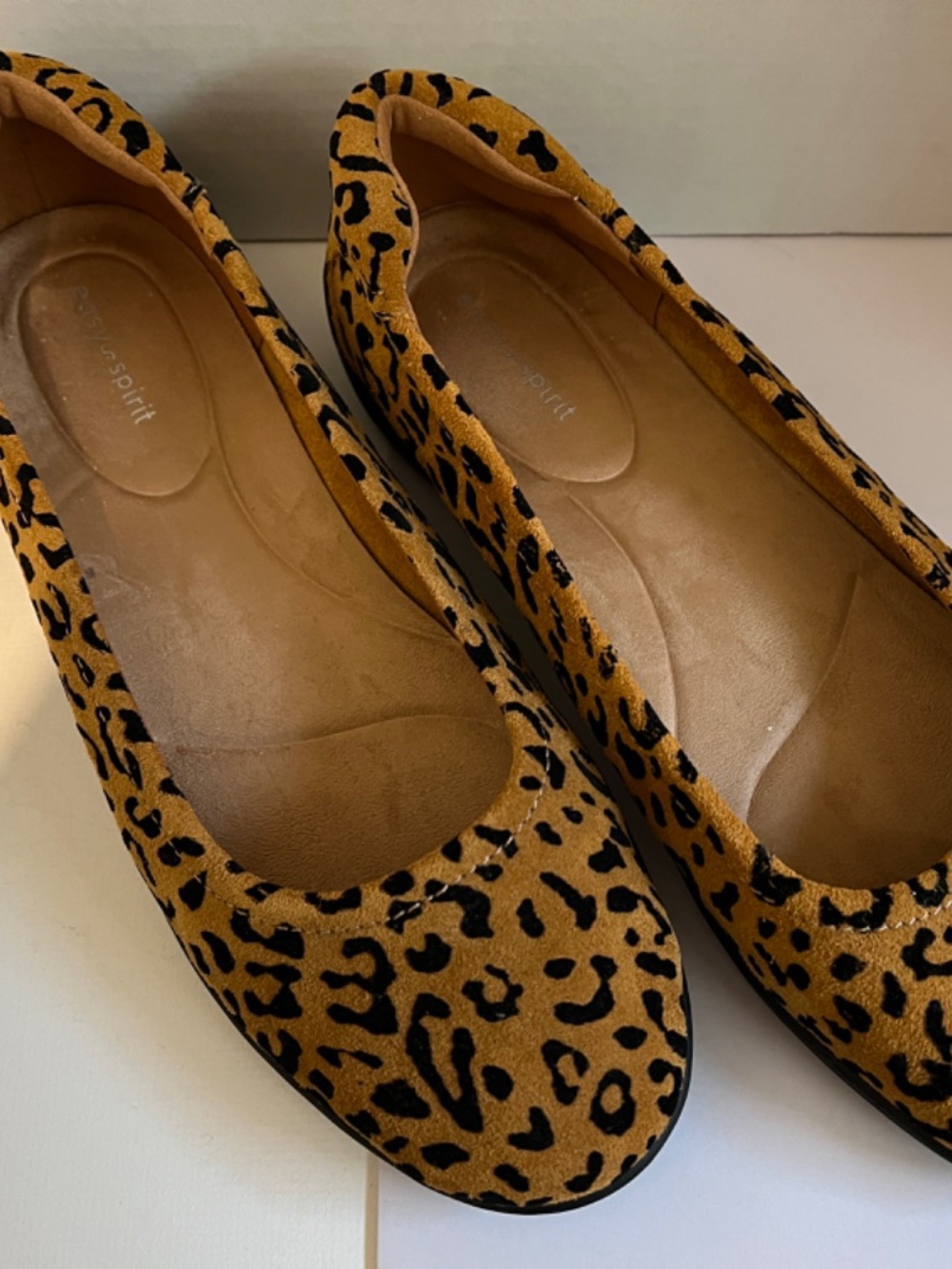 EASY SPIRIT BRYLEE LEOPARD WOMENS BALLET FLATS SHOES 10 WIDE